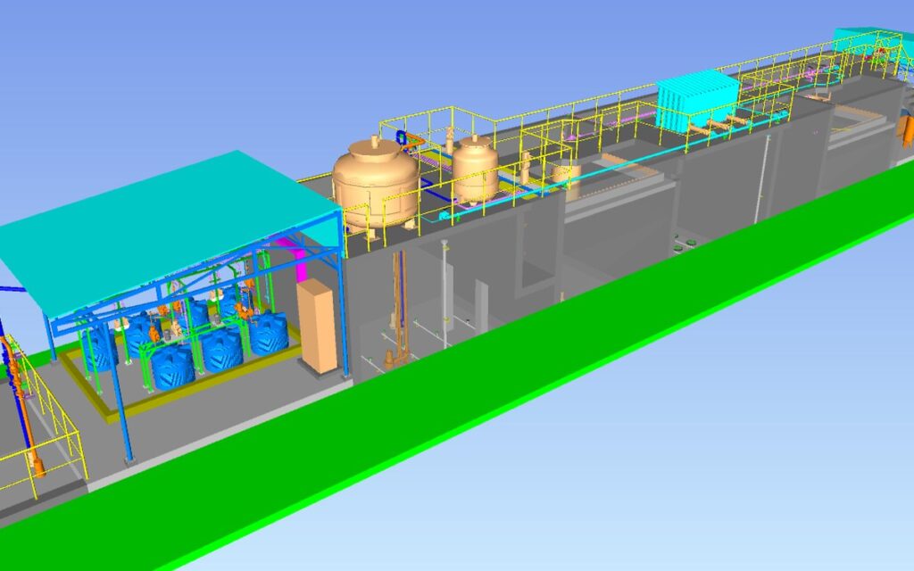 Hệ xử lý nước thải – GA layout và đường ống 3D / Wastewater treatment system – 3D GA layout and piping – TN Industrial