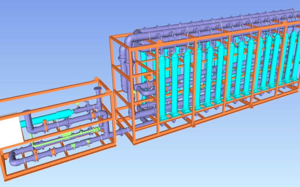 Skid hệ UF – mô hình 3D / UF system skid – 3D model – TN Industrial