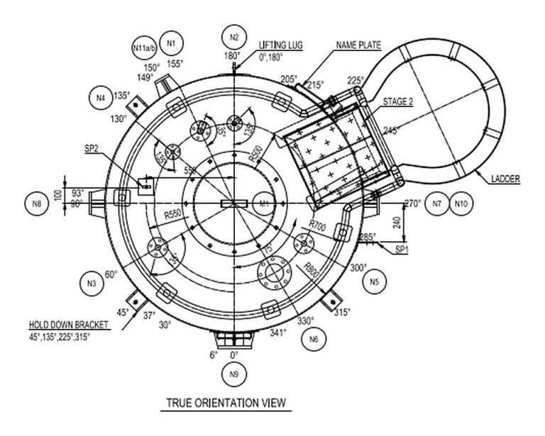 Bồn FRP – hướng vòi (nozzle orientation) – TNI